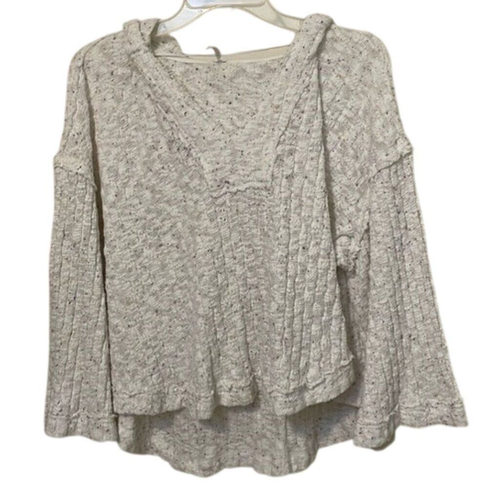 Free People Baja Babe Hacci Hooded Knit Sweater Womens Size Small Oversized